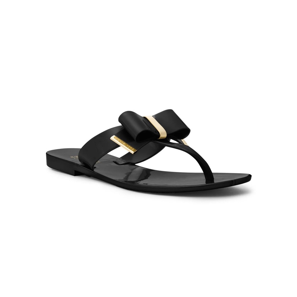 Michael Kors Black & Gold Kayden Bow Jelly Sandals